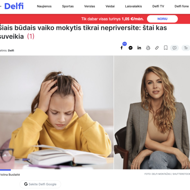 Kristina Busilaitė „Delfi“ straipsnio apie vaikų motyvaciją mokytis nuotraukoje Kopijuoti